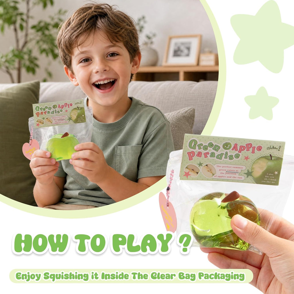 Sticky Apple Taba Clear Squishy Toy, Non-Toxic Silicone Stress Fidget Toy