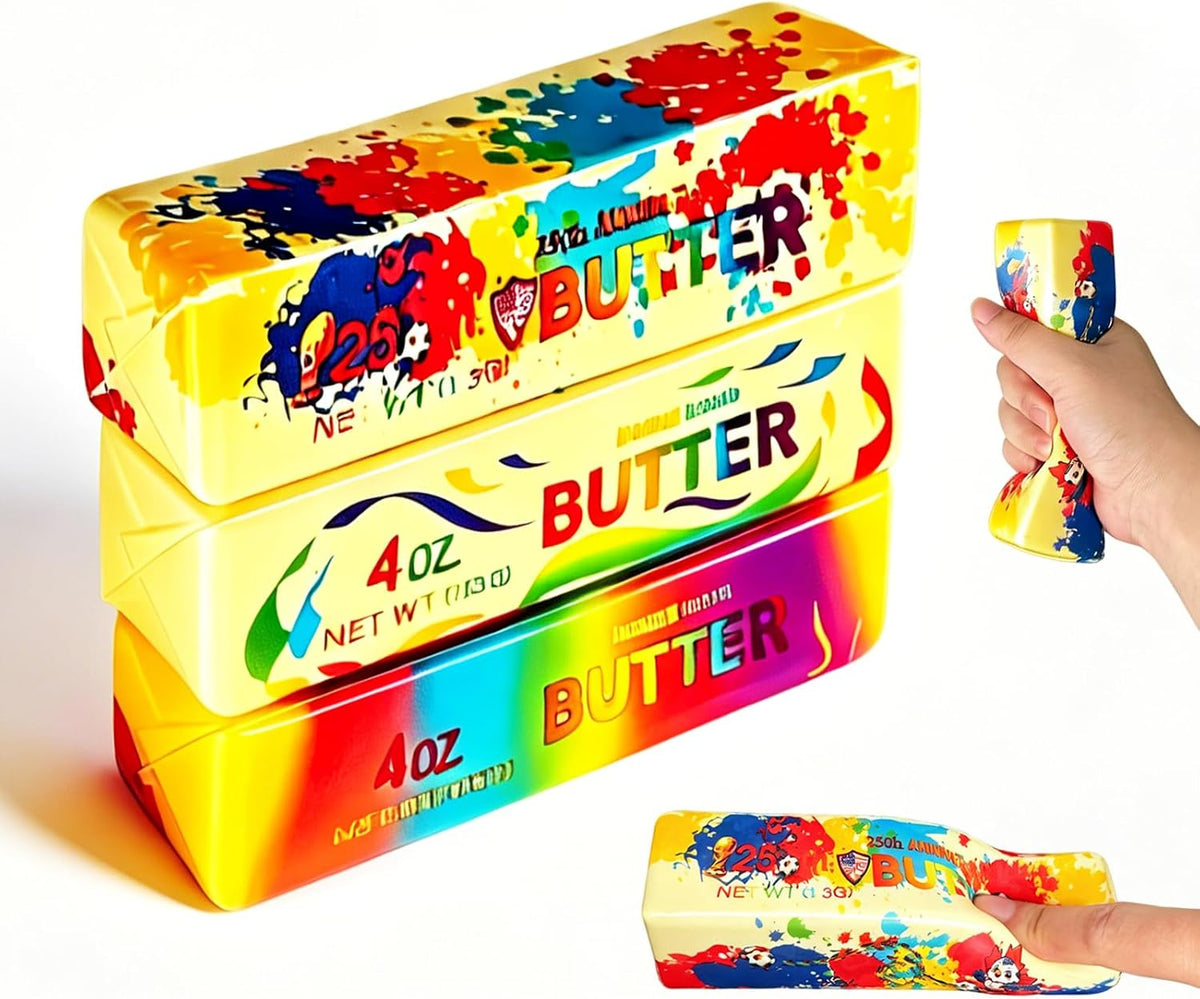 3-pack realistic butter stick squishy squeeze toys