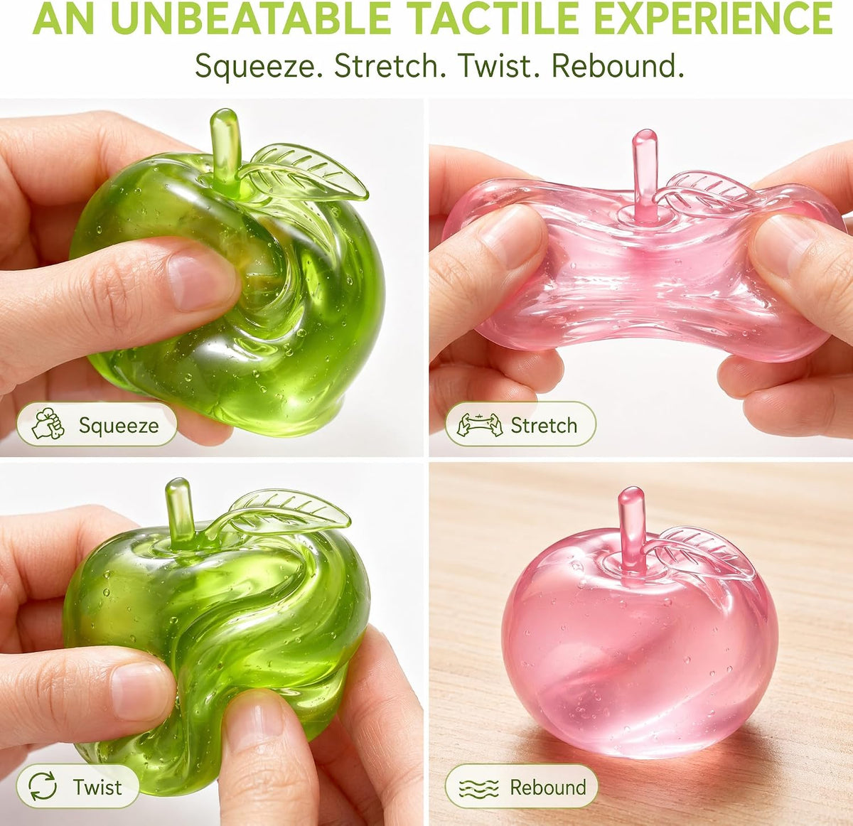 2Pcs Apple Squishy Fidget Toys,Slow Rise Squeeze Toy for Stress Relief Ball
