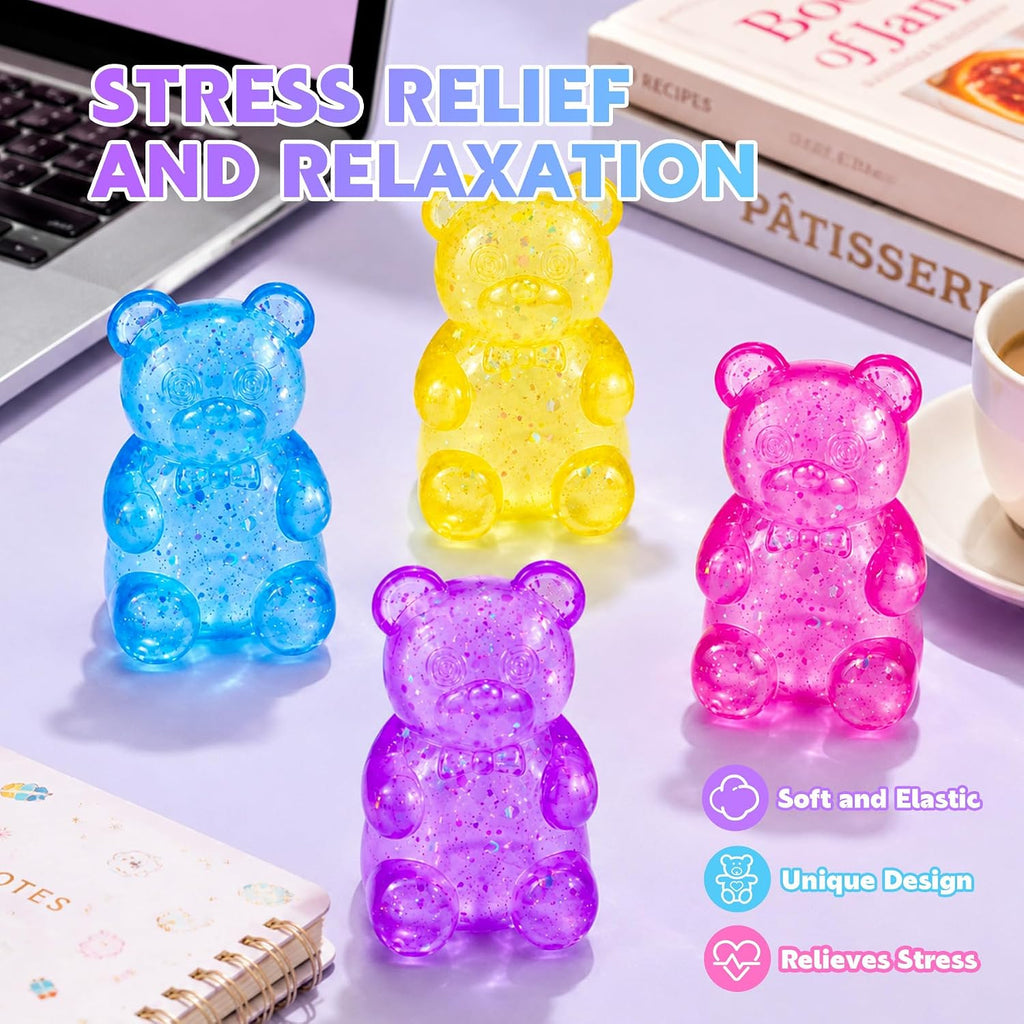 4 Pack Glitter Bear Squishy - Slow Rising Stress Toys - photo 5