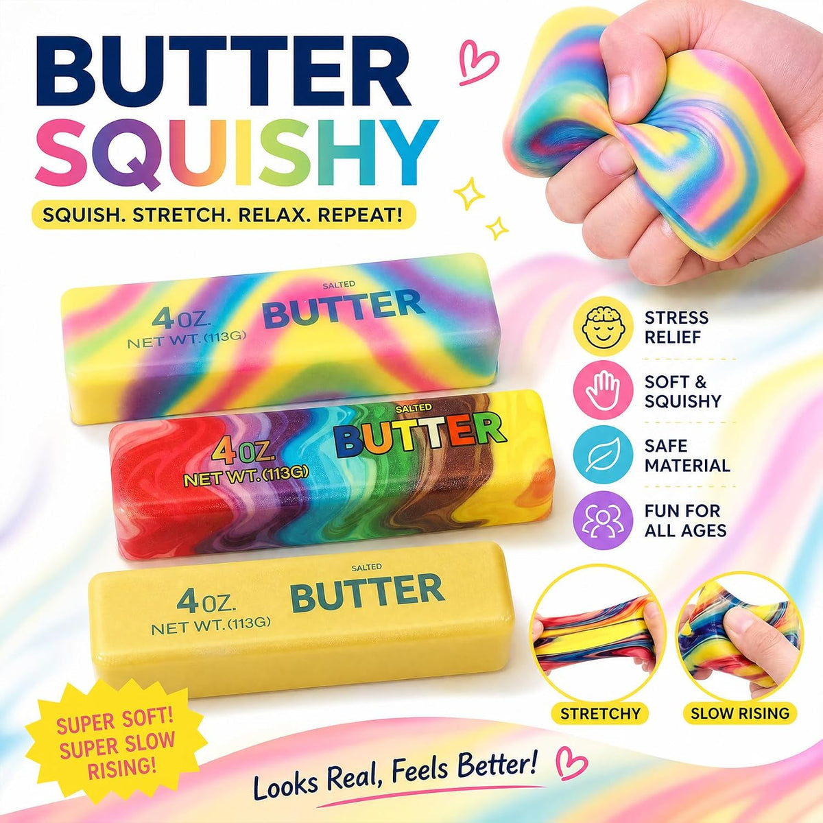 2 Pcs Yellow Butter Squishy - Slow Rising Fidget Toys - photo 2