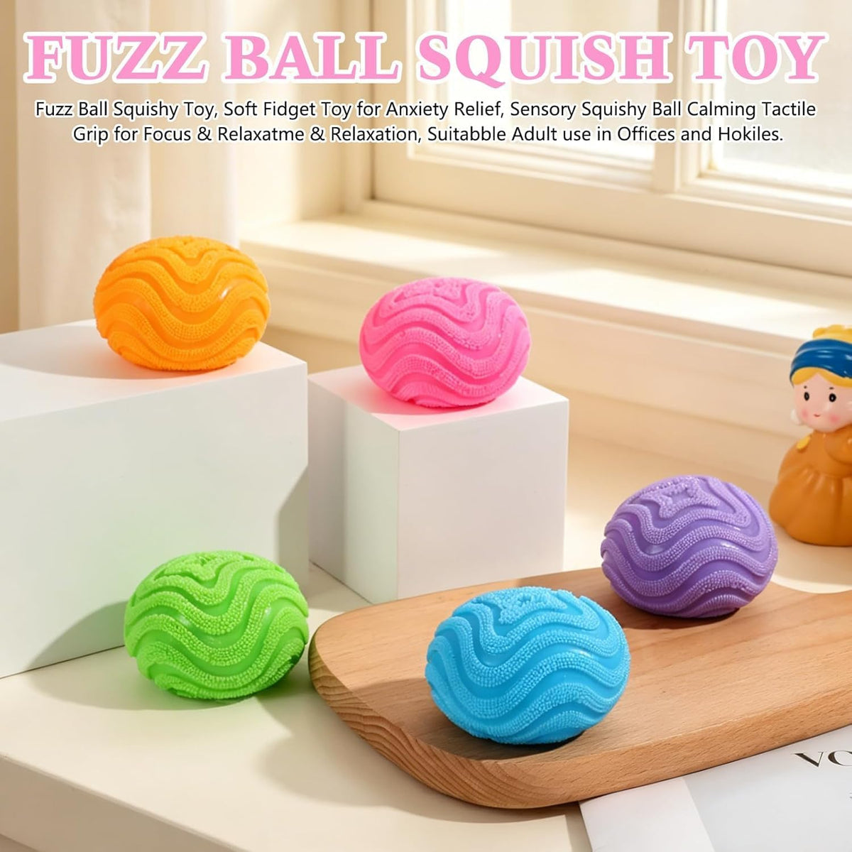 Fuzz Ball Squishy - Soft Stress Ball Fidget Toy - photo 5