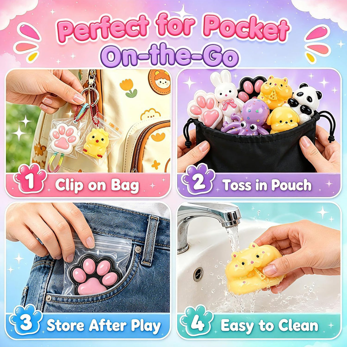 20 Pack Taba Squishy Toys - 8 Large + 12 Mini Keychains - photo 5