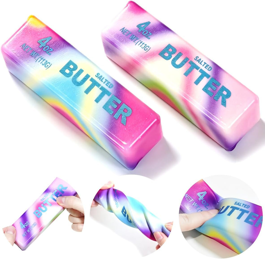 2 Pcs Rainbow Butter Squishy Stick - Fidget Toy - photo 1