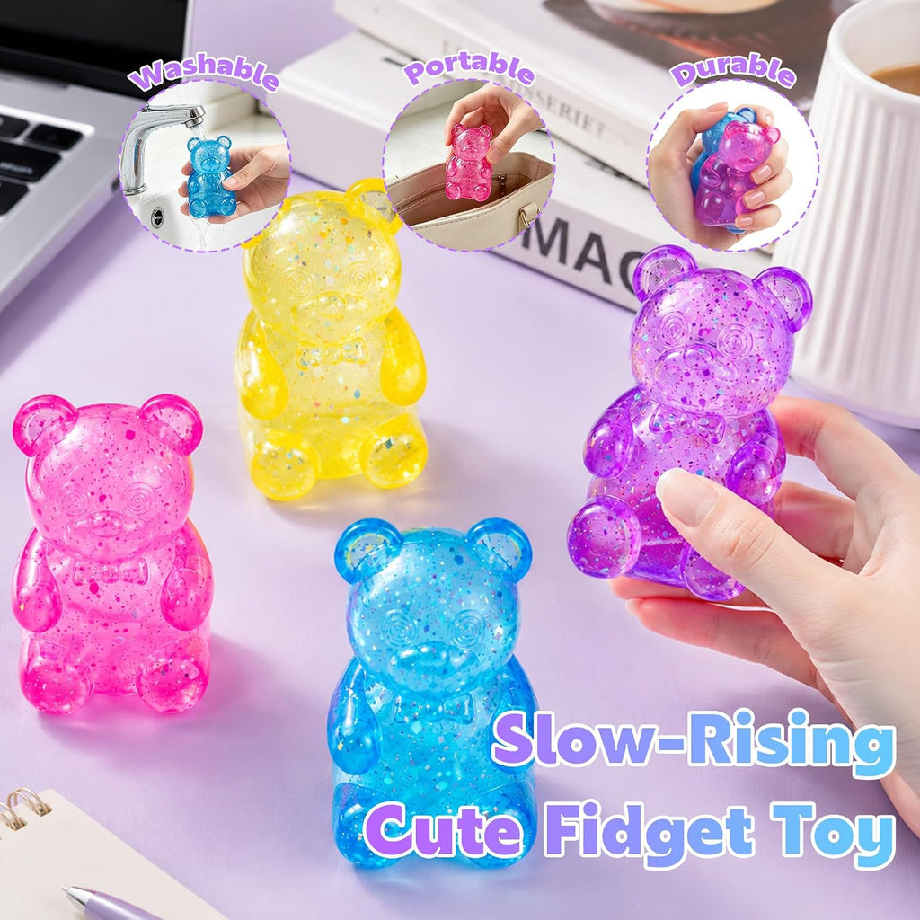 4 Pack Glitter Bear Squishy - Slow Rising Stress Toys - photo 6