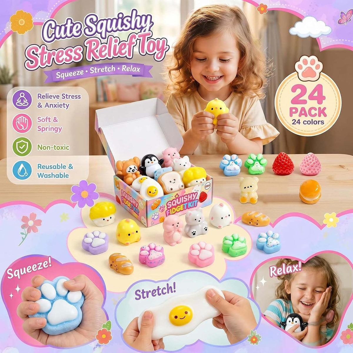 24 Pcs Taba Squishy Fun Box Kit - Mini Squishies - photo 3
