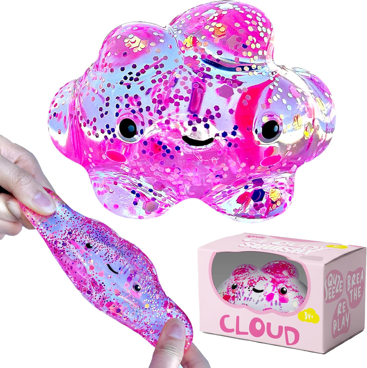 Premium Cloud Squishy Toy, Glow in the Dark Stress Ball, Odor-Free Slow Rise Crystal Clear, Non-Toxic, Easy to Clean, Durable, Gift-Ready, Children Safety Certificate & ASTM Certified 3+