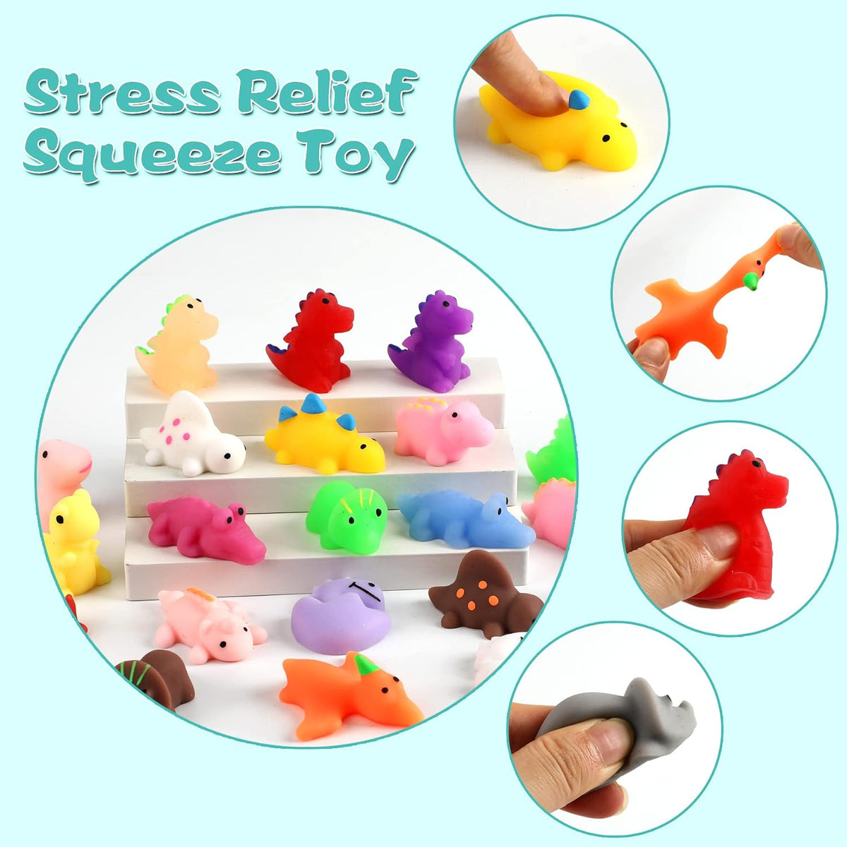 24 Pcs Dinosaur Mochi Squishy Toys - Stress Relief - photo 4