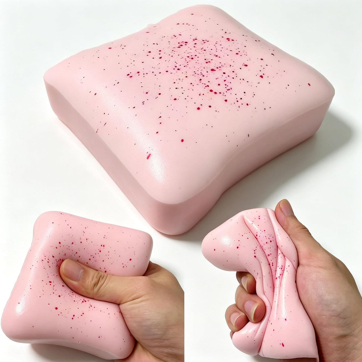 Pink toast dumpling squishy with butter texture, slow rising fidget toy