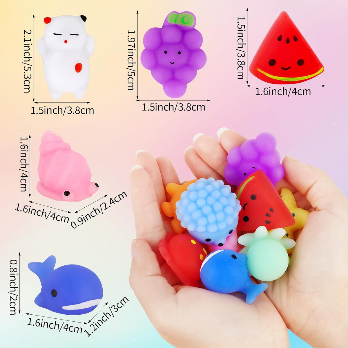 20 Pack Mochi Squishy Toys Set - Mini Animals & Fruits - photo 2
