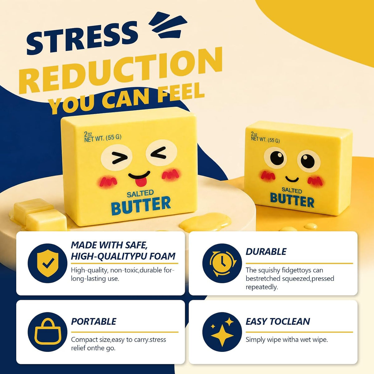 Butter Squishy, Slow Rebound Squeeze Stress Relief Toy