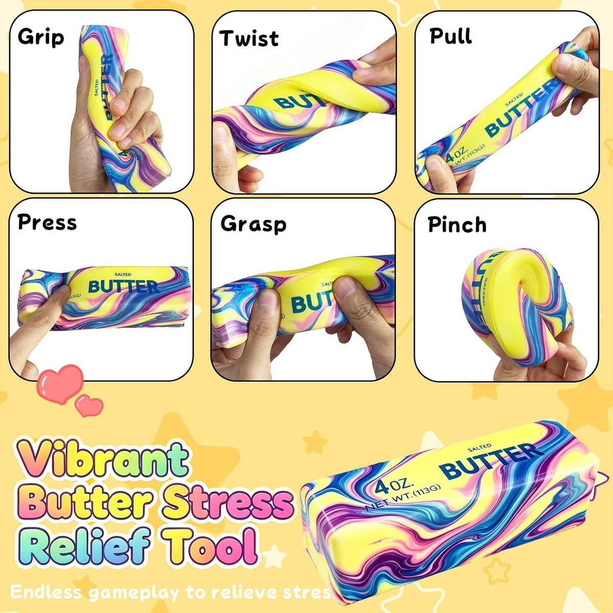 Rainbow Wave Butter Squishy - Slow Rising Squeeze Toy - photo 3