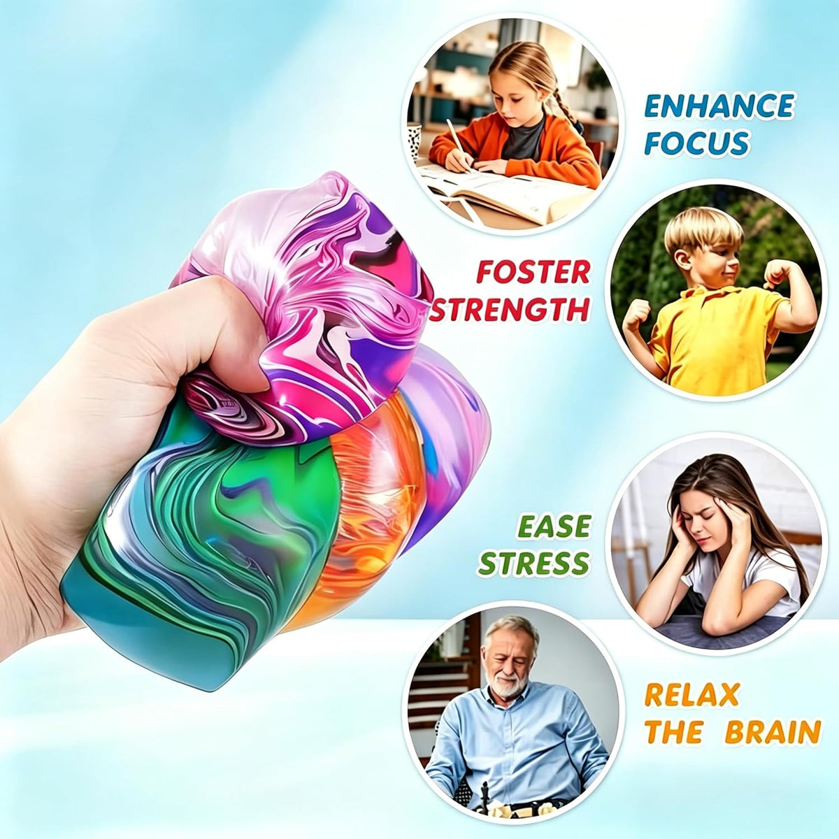 Squishy Stress Cube Stress Ball - Sensory Fidget Toy - photo 3