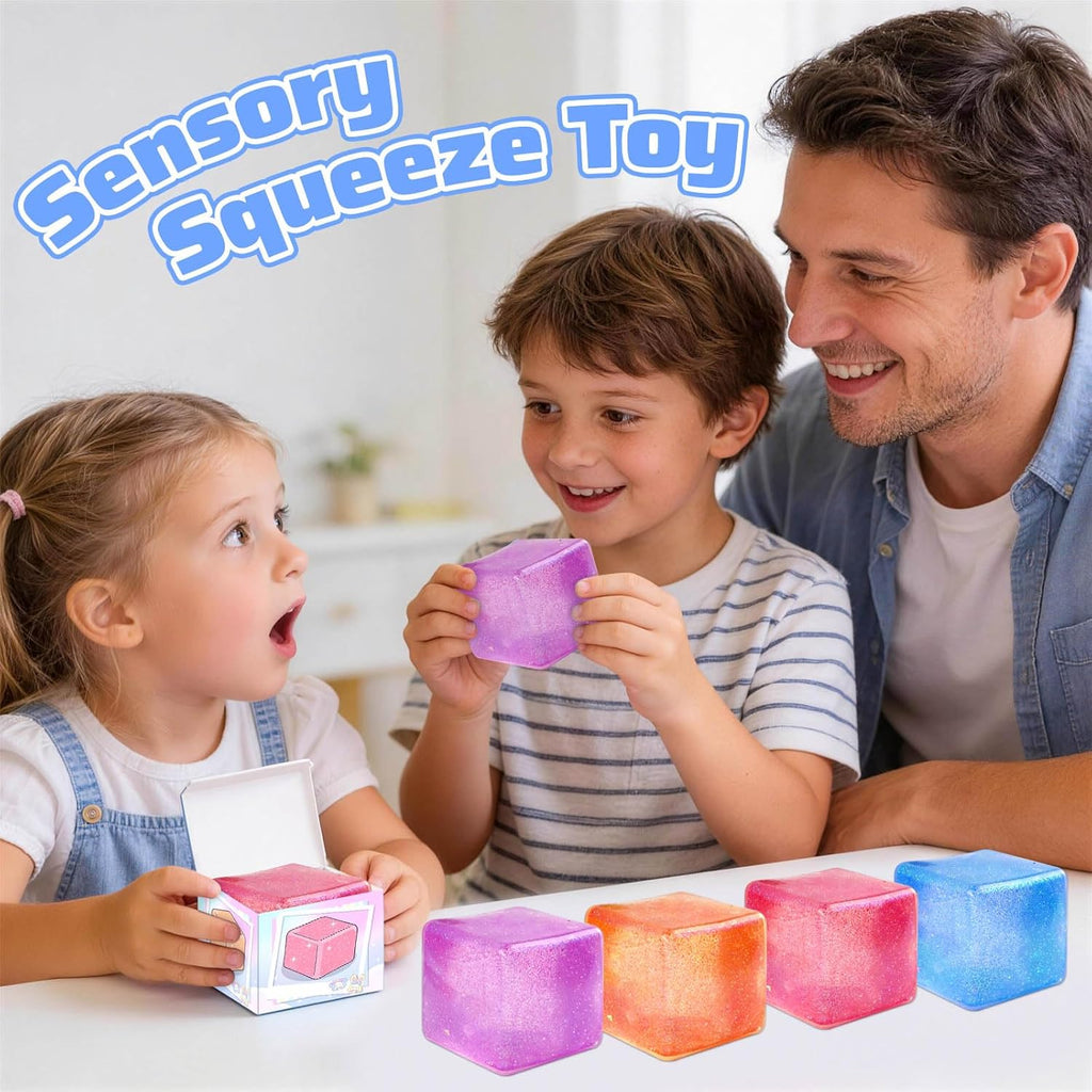 4-Pack Glitter Stress Cube Squishy Fidget Toys - photo 5