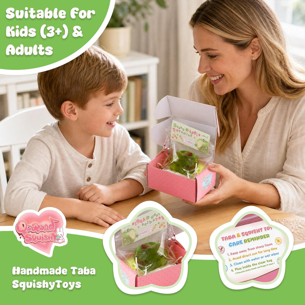 Sticky Apple Taba Clear Squishy Toy, Non-Toxic Silicone Stress Fidget Toy