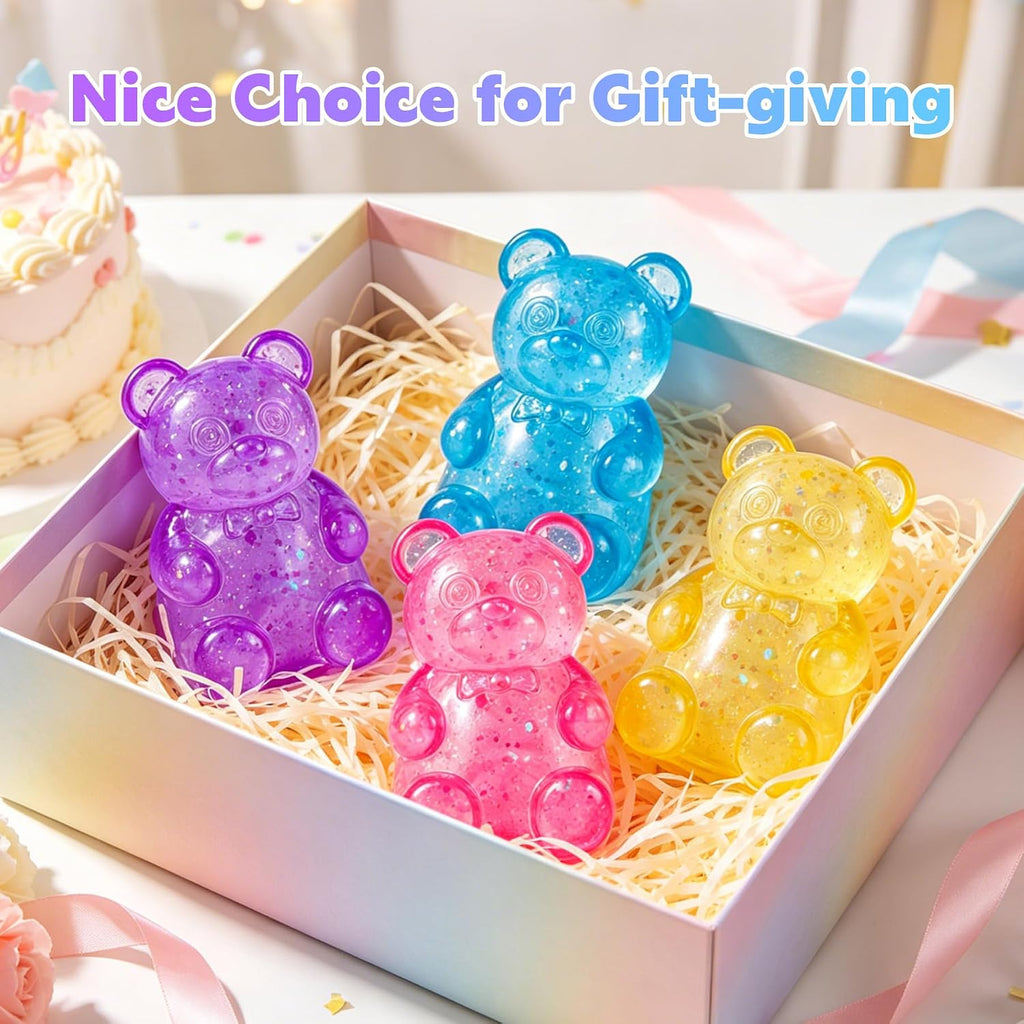 4 Pack Glitter Bear Squishy - Slow Rising Stress Toys - photo 7