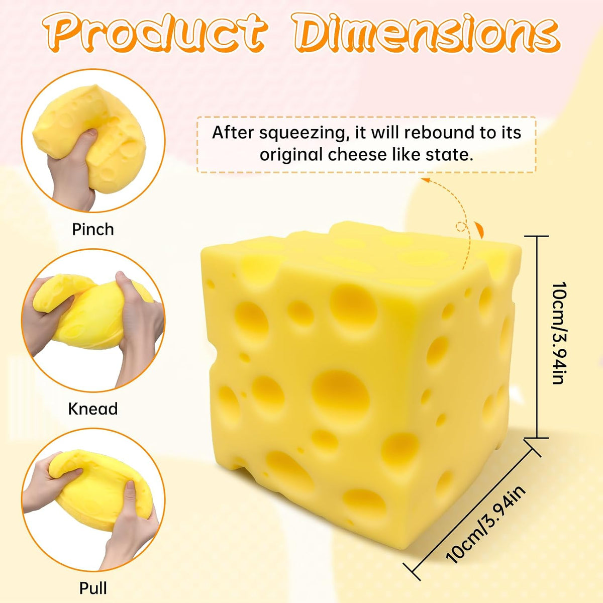 Big Cheese Squishy 3.9" - Jumbo Cheese Stress Ball - photo 2