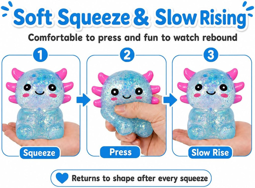 Axolotl Squishy Stress Ball, Soft TPR Fidget Toy for Kids Adults