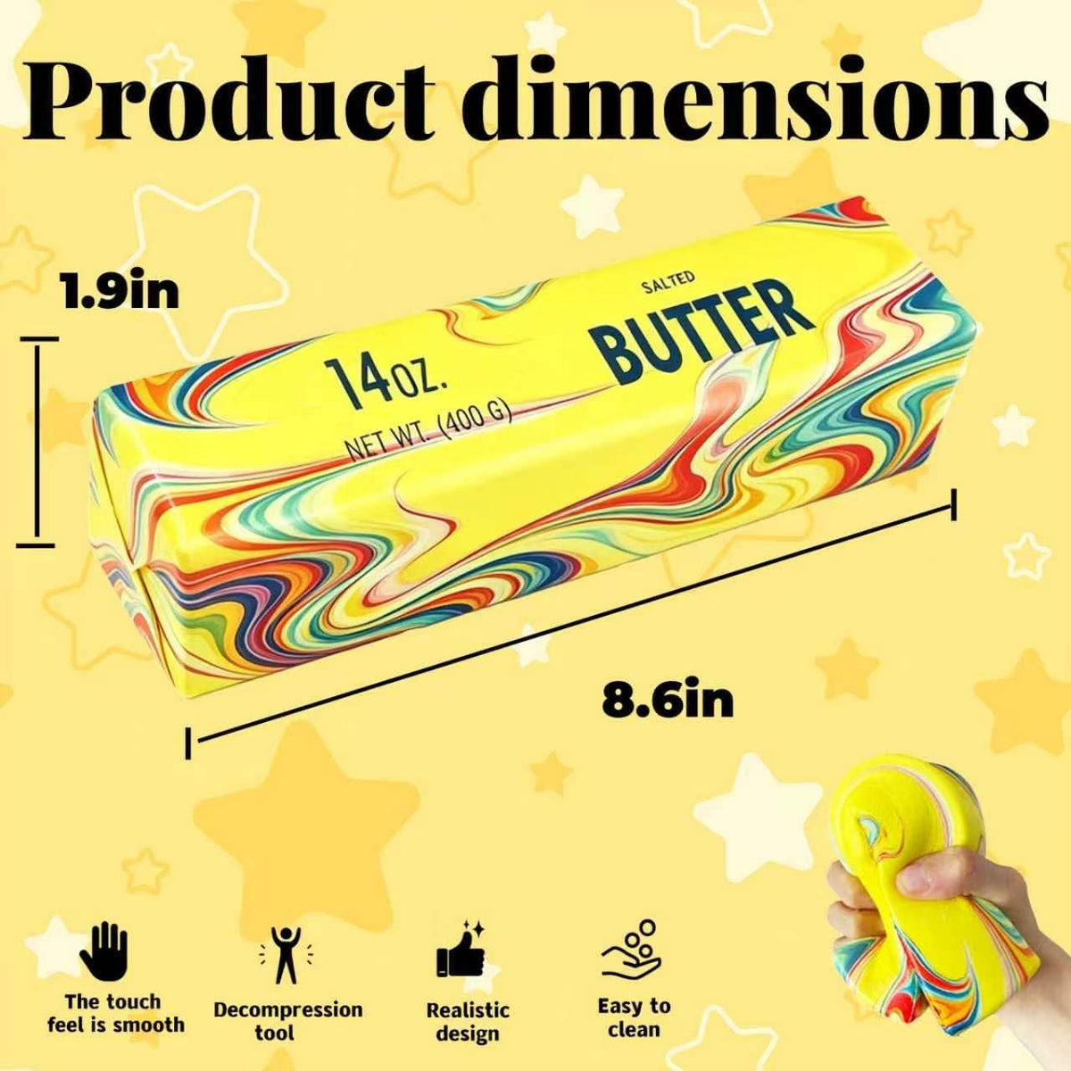 Big Butter Squishy 8.6" - Giant Rainbow Butter Stick - photo 5