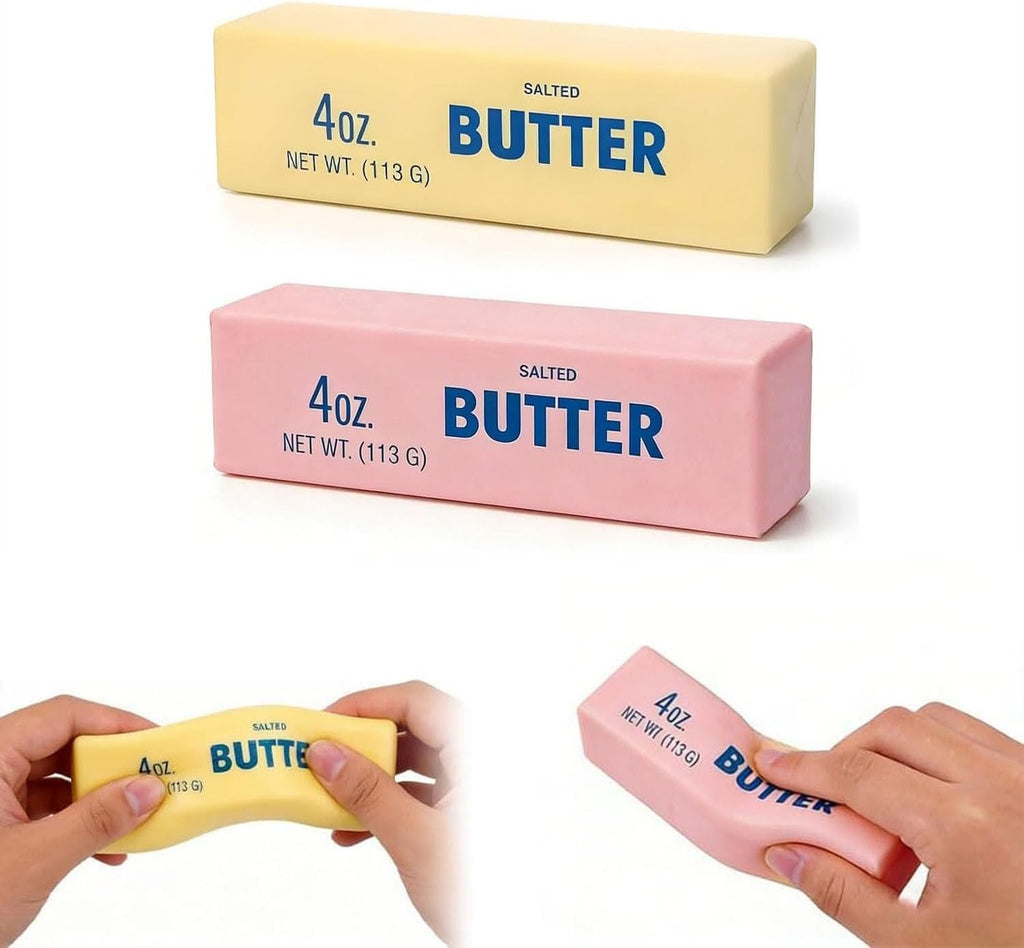 2 Pcs Yellow & Pink Butter Squishy - Slow Rising Stress Toy - photo 1