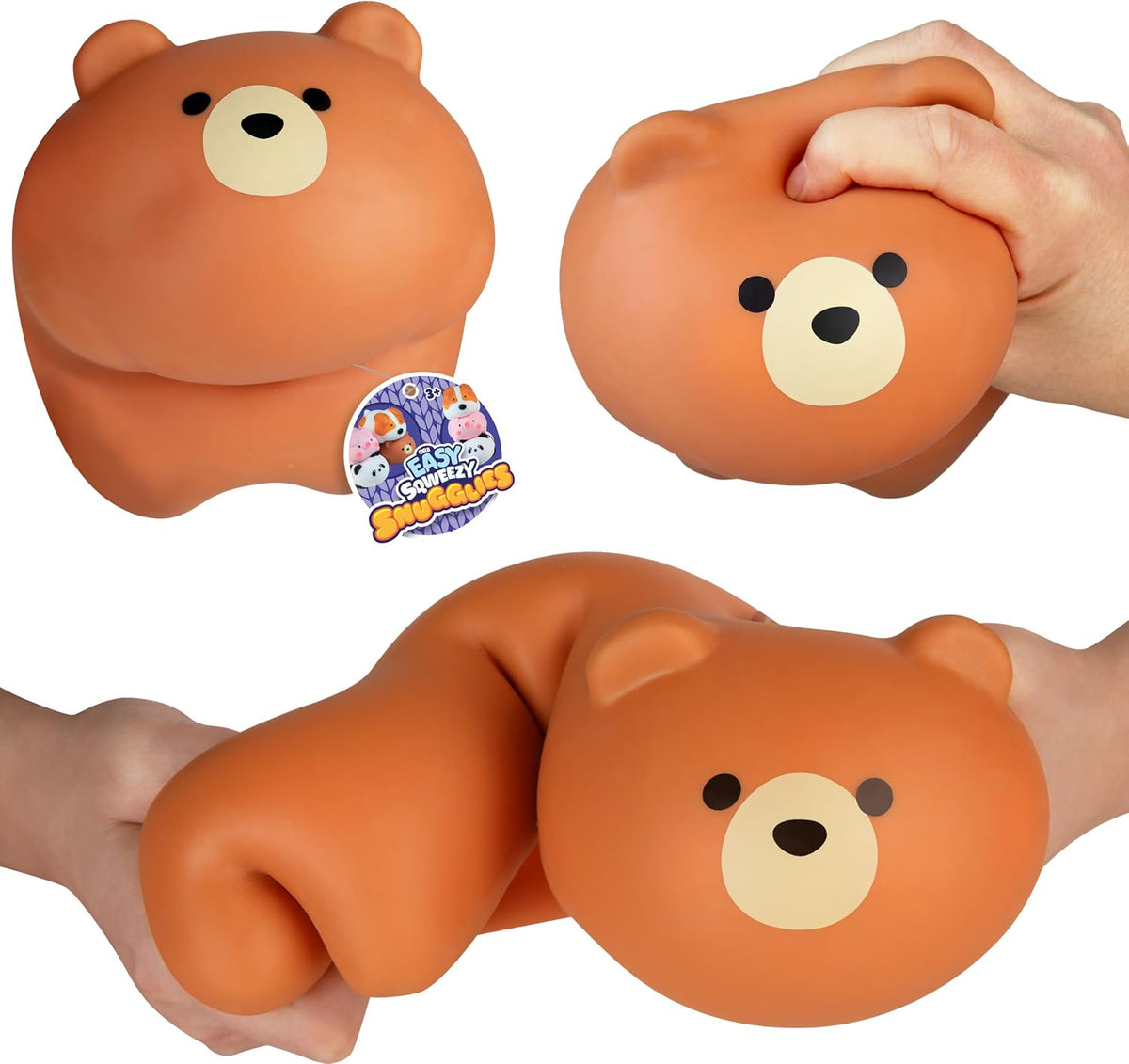 ORB Easy Sqweezy Snugglies Jumbo Squishy Bear - Stretch, Squeeze, Snuggle This Big, Fun, Slow Rising and Extra Soft Toy Pet Bear for Stress Relief - Stretchy and Squishy Fidget Toy for Kids and Adults