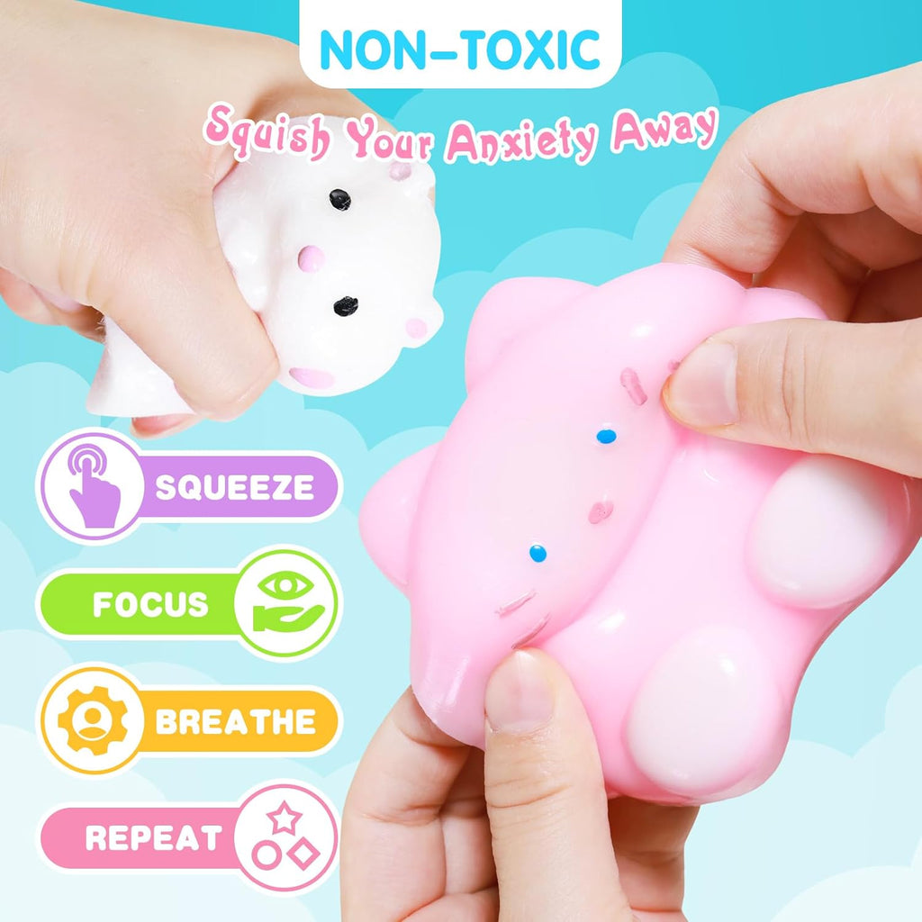 Taba Squishy 20Pack, Fufu Squishy Fidget Toys Kit, Include Squishies Chick Toys, Cat Paws, Hamster, Stress Relief Toy, Squeeze Toys, Party Favors, Birthday Gift for Girls, Boys, Kids