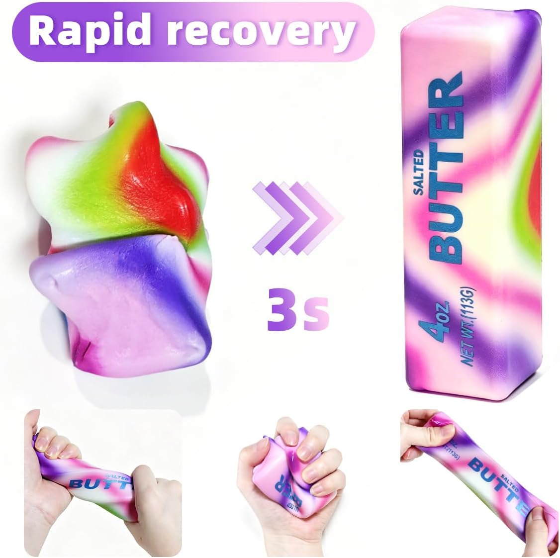 2 Pcs Rainbow Butter Squishy Stick - Fidget Toy - photo 3