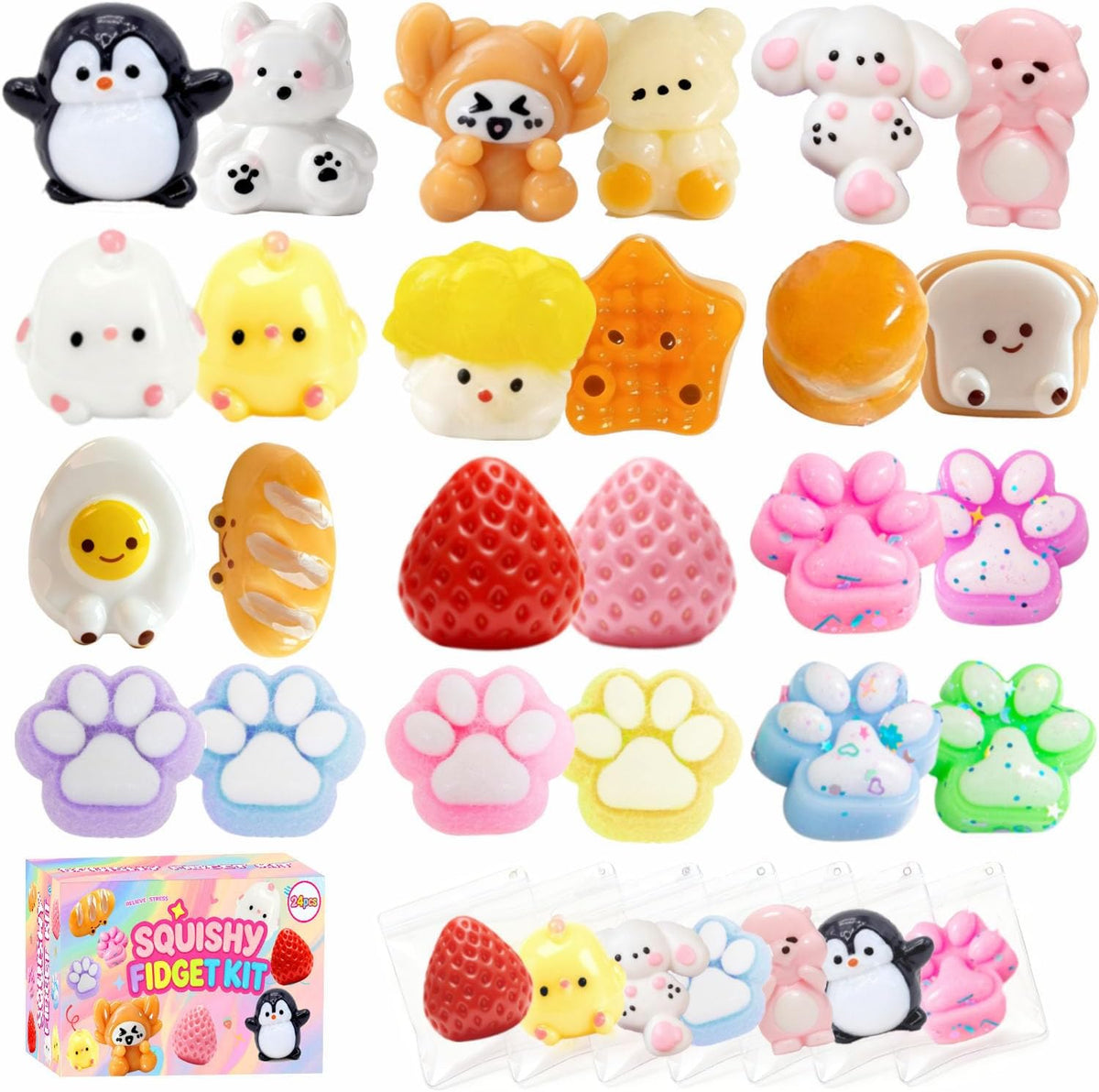 24 Pcs Taba Squishy Fun Box Kit - Mini Squishies - photo 1