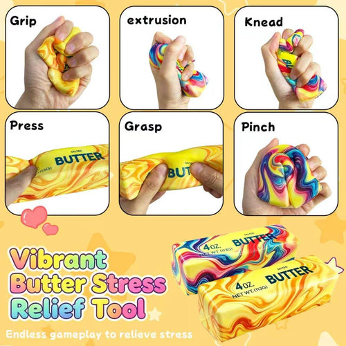 2 Pack Marbled Rainbow Butter Squishy Fidget Toy - photo 2