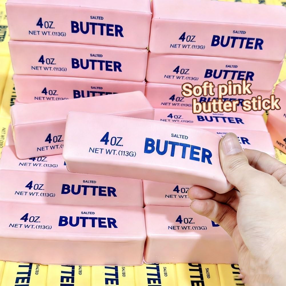 2 Pcs Yellow & Pink Butter Squishy - Slow Rising Stress Toy - photo 4