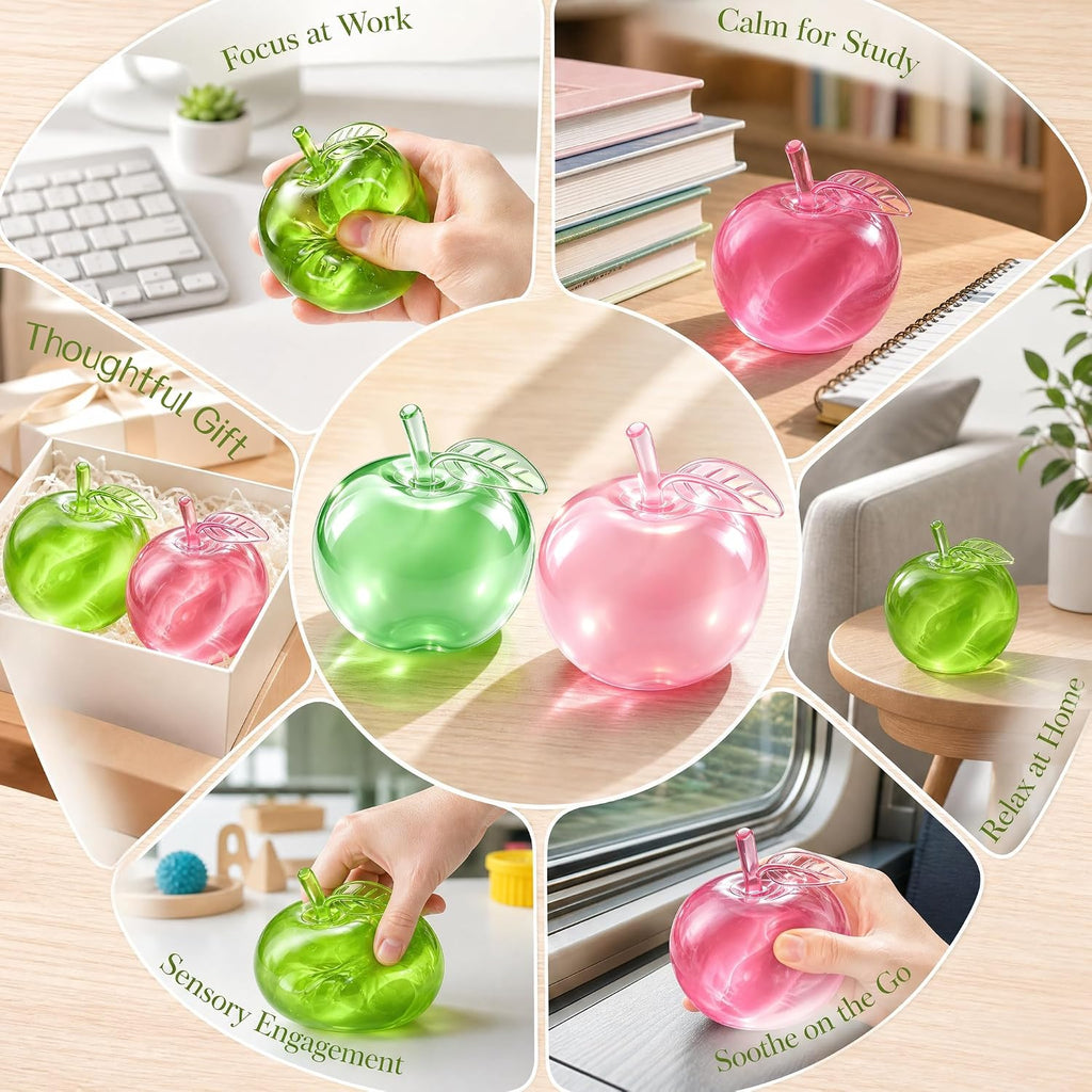 2Pcs Apple Squishy Fidget Toys,Slow Rise Squeeze Toy for Stress Relief Ball