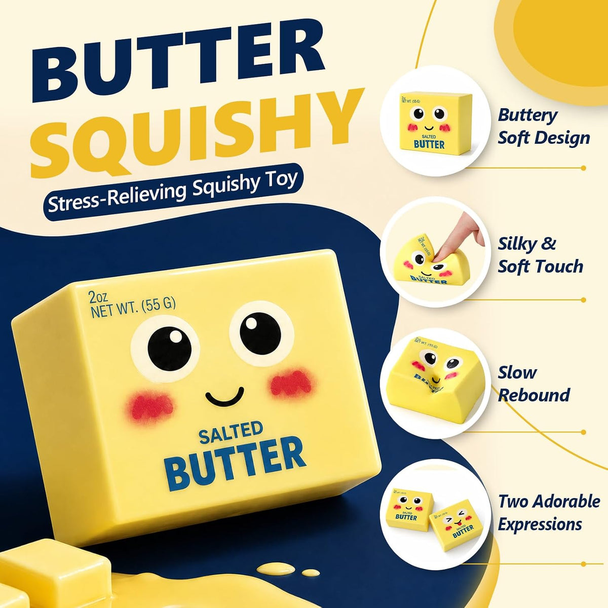Butter Squishy, Slow Rebound Squeeze Stress Relief Toy